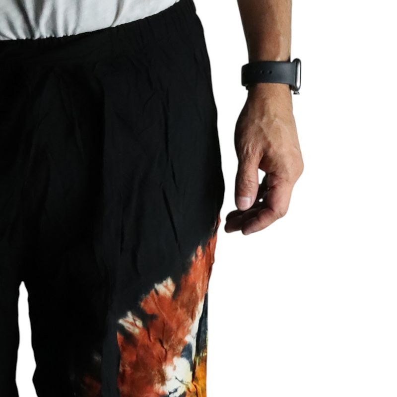 Japanese Style Lounge Pants - Large -Black Chocolate / Orange