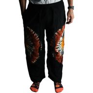 Japanese Style Lounge Pants - Large -Black Chocolate / Orange