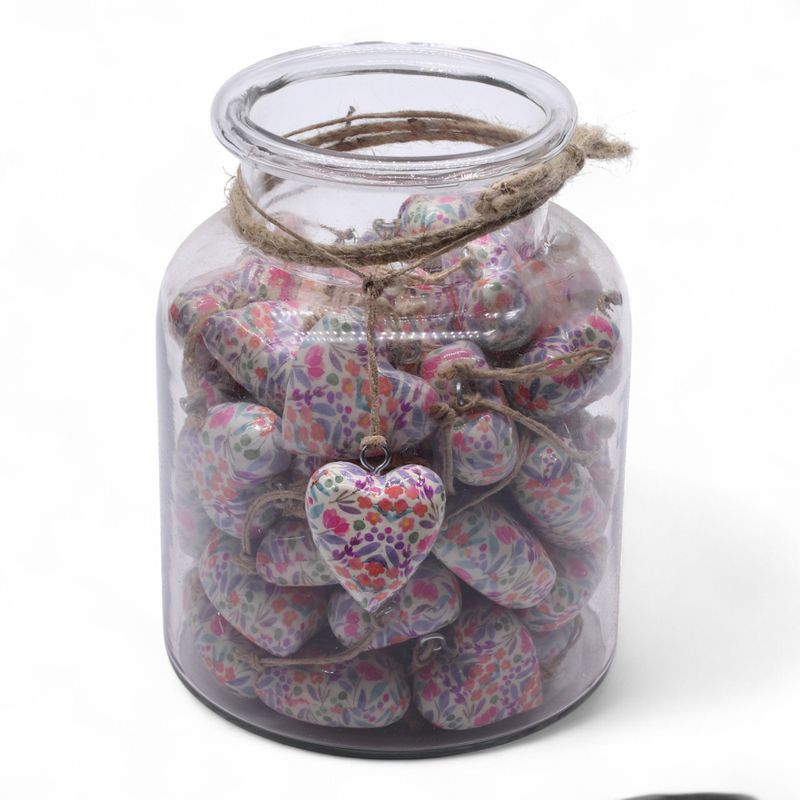 Grote Decoratieve Houten Harten – Mooie Bloem (50) – in Displaypot