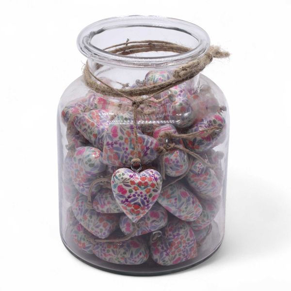 Grote Decoratieve Houten Harten – Mooie Bloem (50) – in Displaypot