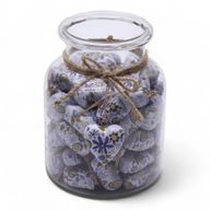 Grote Decoratieve Houten Harten – Blauwe Bloem (50) – in Displaypot