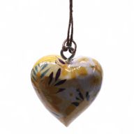 Grote Decoratieve Houten Harten – Gele Bloem (50) – in Displaypot
