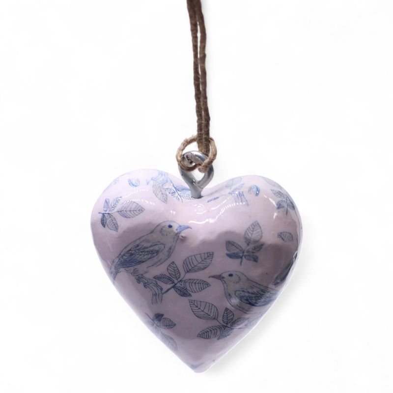 Grote Decoratieve Houten Harten – Blauwe Vogel (50) – in Displaypot