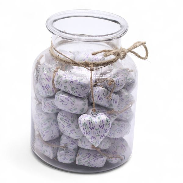 Grote Decoratieve Houten Harten – Lavendel (50) – in Displaypot