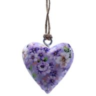 Grote Decoratieve Houten Harten – Paarse Bloem (50) – in Displaypot