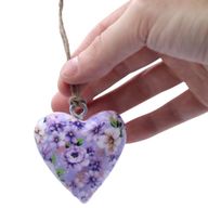 Grote Decoratieve Houten Harten – Paarse Bloem (50) – in Displaypot