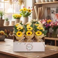 Verkoopklare Zeepbloemen – Boeket met Twee Zonnebloemen
