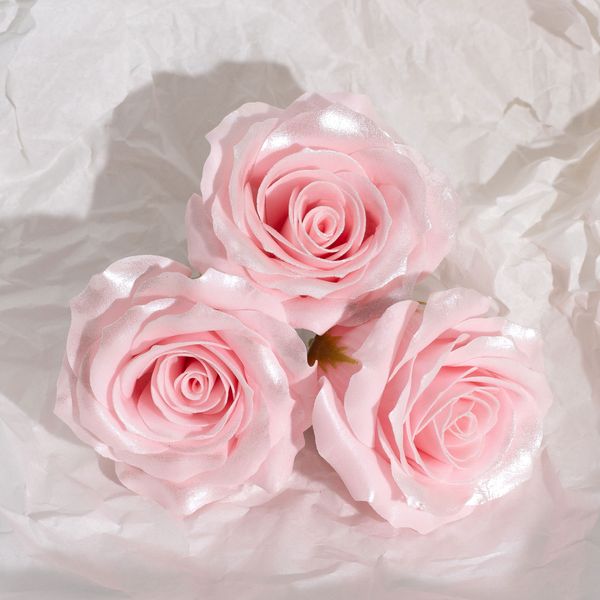 Ambachtelijke Zeepbloem – Alleen Decoratieve Roos – Met Zijden Rand – Roze Blush