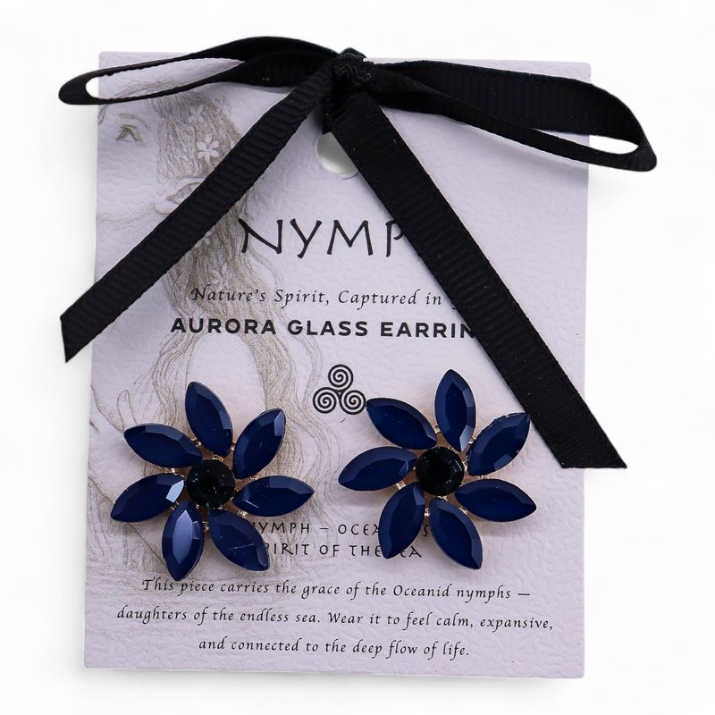 Koningsblauw - Vintage Glas - Bloemen - Oorbellen