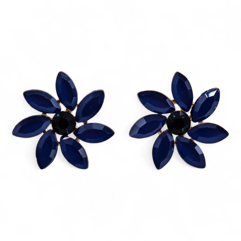 Koningsblauw - Vintage Glas - Bloemen - Oorbellen