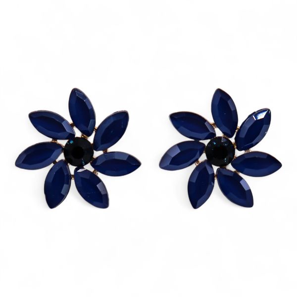 Koningsblauw - Vintage Glas - Bloemen - Oorbellen