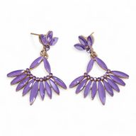 Lavendel - Vintage Glas - Lange Druppel - Oorbellen