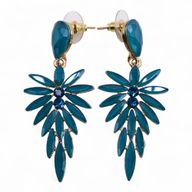 Zeegroen - Vintage Glas - Lange Druppel - Oorbellen