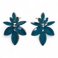 Zeegroen - Vintage Glas - Bloemen - Oorbellen