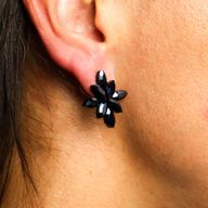 Gitzwart - Vintage Glas - Bloemen - Oorbellen