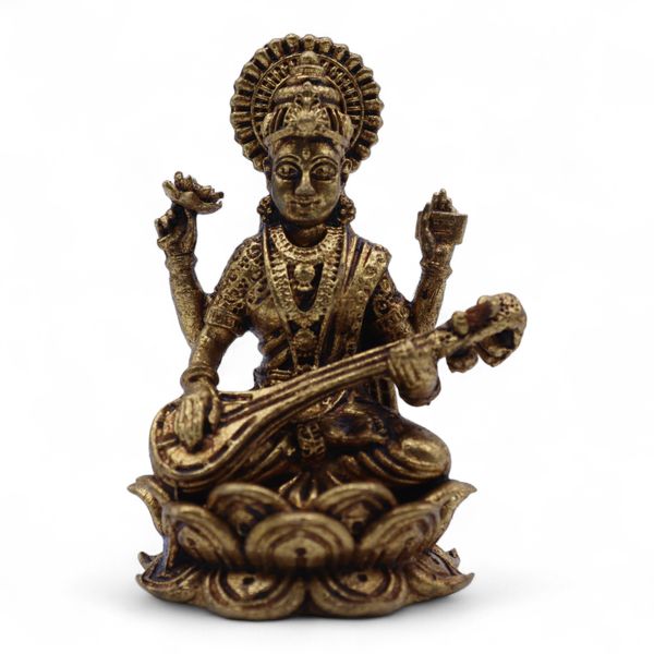Messing Miniatuur Goden – Sarswati (52 g) – 49 mm