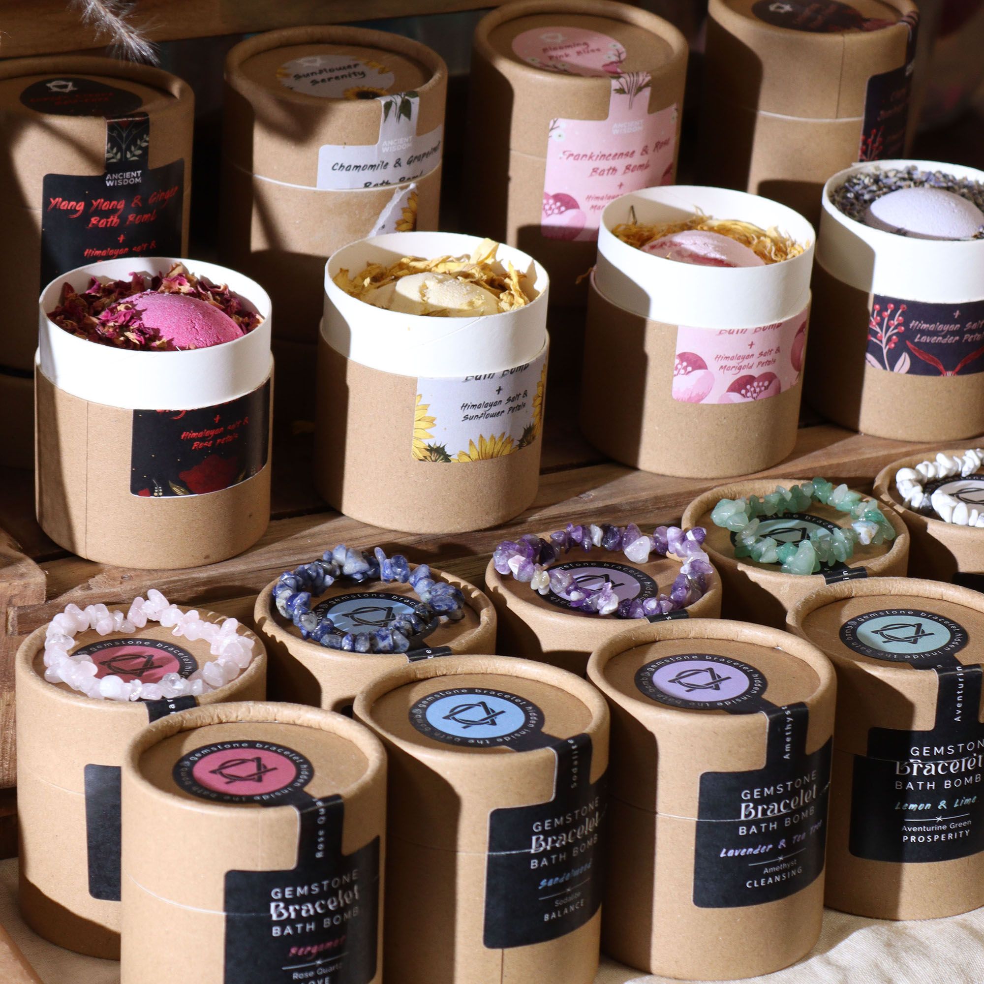 Groothandel Aromatherapie Set:  Bruisbal, Himalayazout voor in Bad en Gedroogde Bloemen