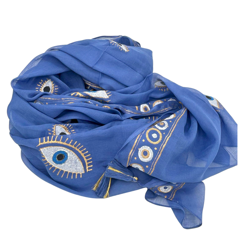 Pario - Rijk Blauw & Goud Handgeschilderd Oog van Fatima Design