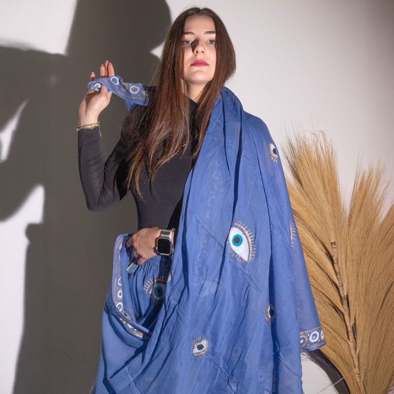 Pario - Rijk Blauw & Goud Handgeschilderd Oog van Fatima Design