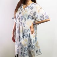 Kaftan - Goud & Blauw Grieks Motief - Handgeschilderd