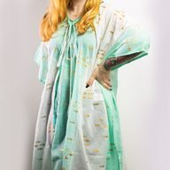 Kaftan - Wit & Turquoise & Goud Vissendesign