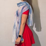 Nomad Sari  - Summer Scarf -  180x50cm - Party Shine - Dusky Blue