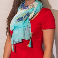 Nomad Sari - Zomersjaal - 180x50cm - Aqua Fish - Turkoois