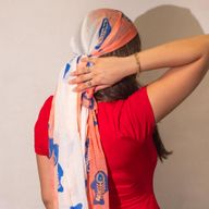 Nomad Sari  - Summer Scarf -  180x50cm - Aqua Fish - Coral