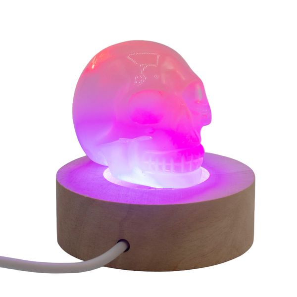 6 cm Ronde Houten USB LED Standaard - Meerkleurig