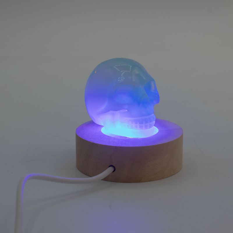 6 cm Ronde Houten USB LED Standaard - Meerkleurig