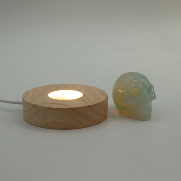 8 cm Ronde Houten USB LED Standaard - Koel/Warm/Daglicht