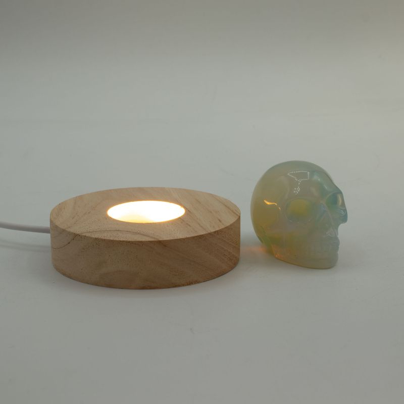 8 cm Ronde Houten USB LED Standaard - Koel/Warm/Daglicht