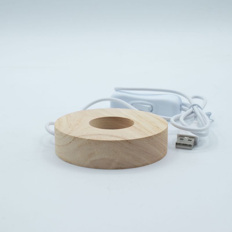 8 cm Ronde Houten USB LED Standaard - Koel/Warm/Daglicht