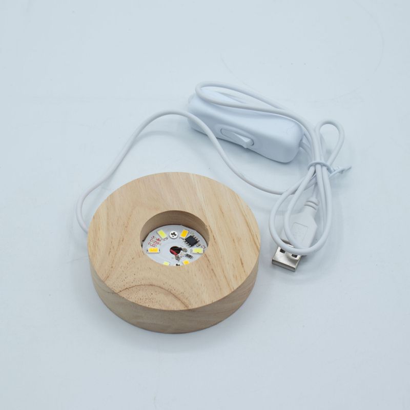 8 cm Ronde Houten USB LED Standaard - Koel/Warm/Daglicht