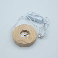 8 cm Ronde Houten USB LED Standaard - Koel/Warm/Daglicht