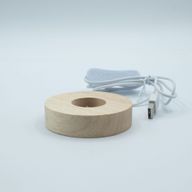 8 cm Ronde Houten USB LED Standaard - Meerkleurig