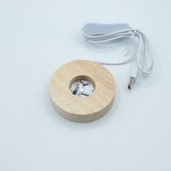 8 cm Ronde Houten USB LED Standaard - Meerkleurig