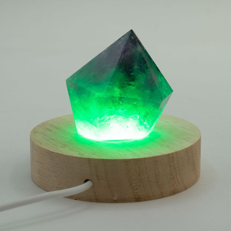 8 cm Ronde Houten USB LED Standaard - Meerkleurig