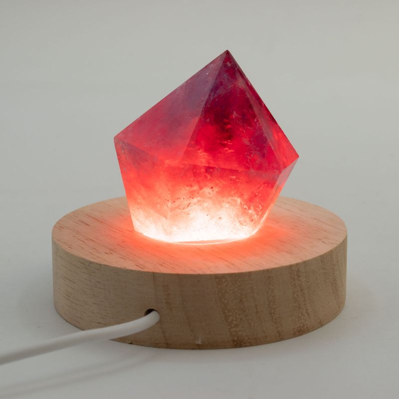 8 cm Ronde Houten USB LED Standaard - Meerkleurig