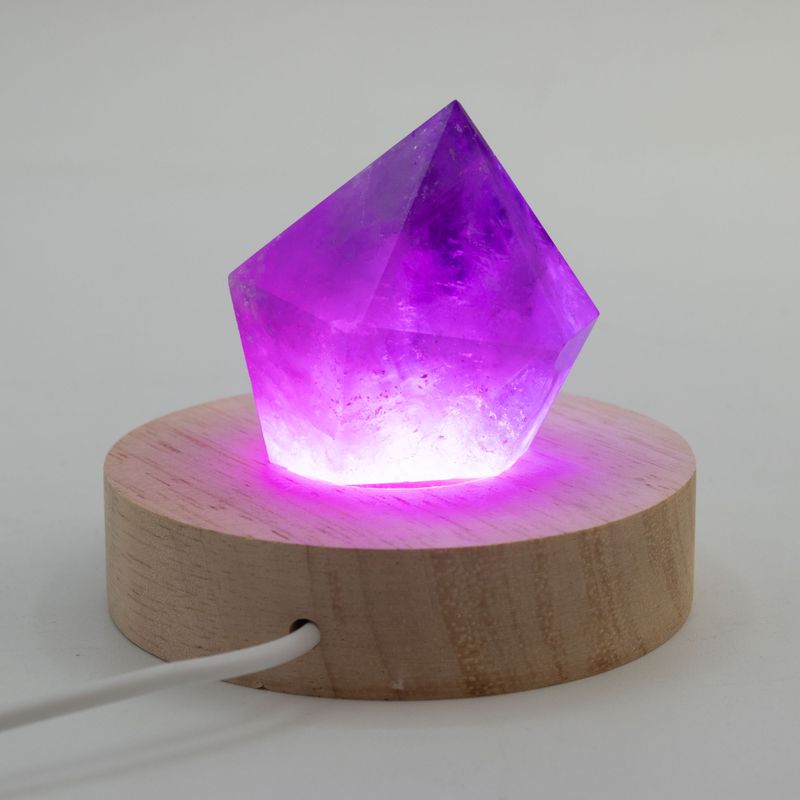 8 cm Ronde Houten USB LED Standaard - Meerkleurig