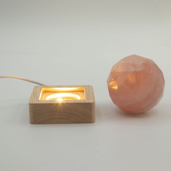 6 cm Vierkante Houten USB LED Standaard - Koel/Warm/Daglicht