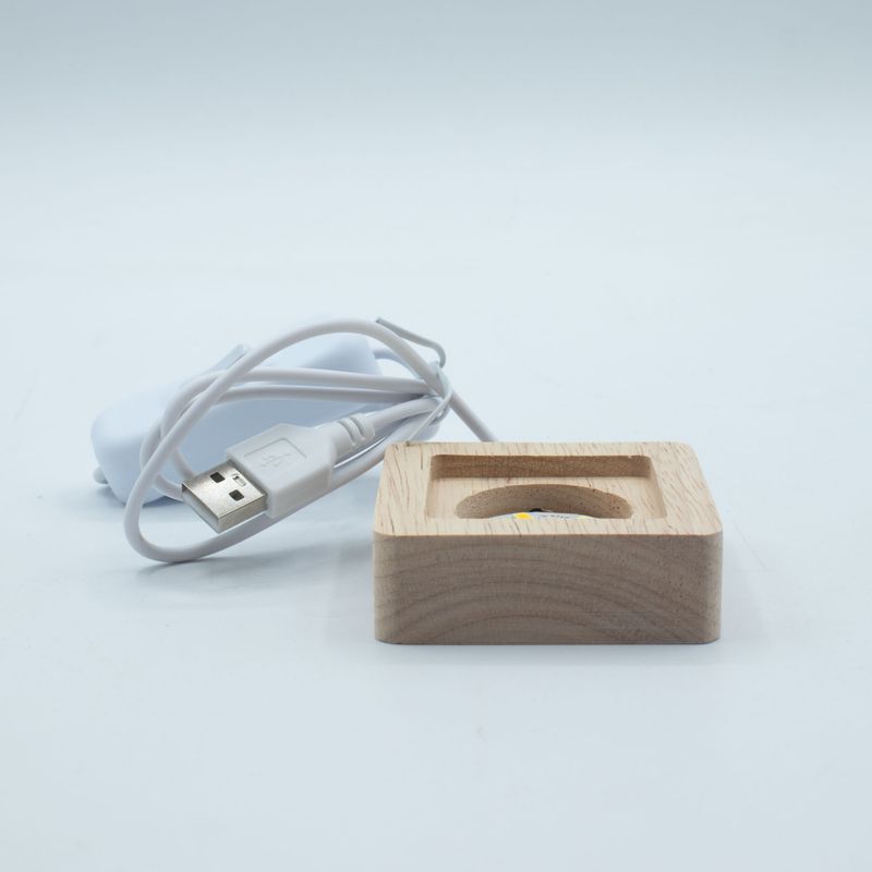 6 cm Vierkante Houten USB LED Standaard - Koel/Warm/Daglicht