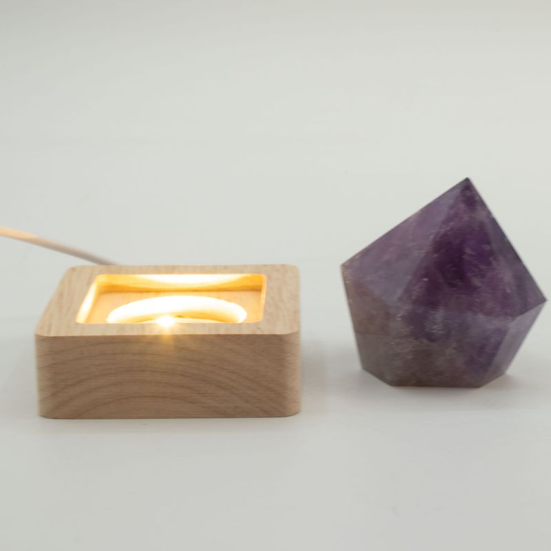 6 cm Vierkante Houten USB LED Standaard - Koel/Warm/Daglicht