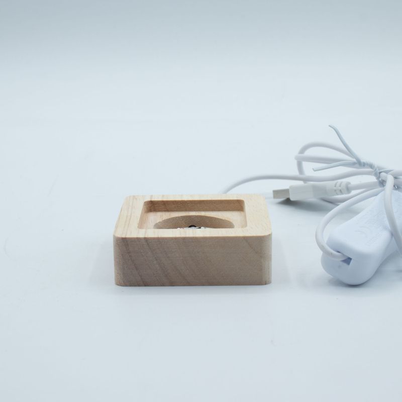 6 cm Vierkante Houten USB LED Standaard - Meerkleurig