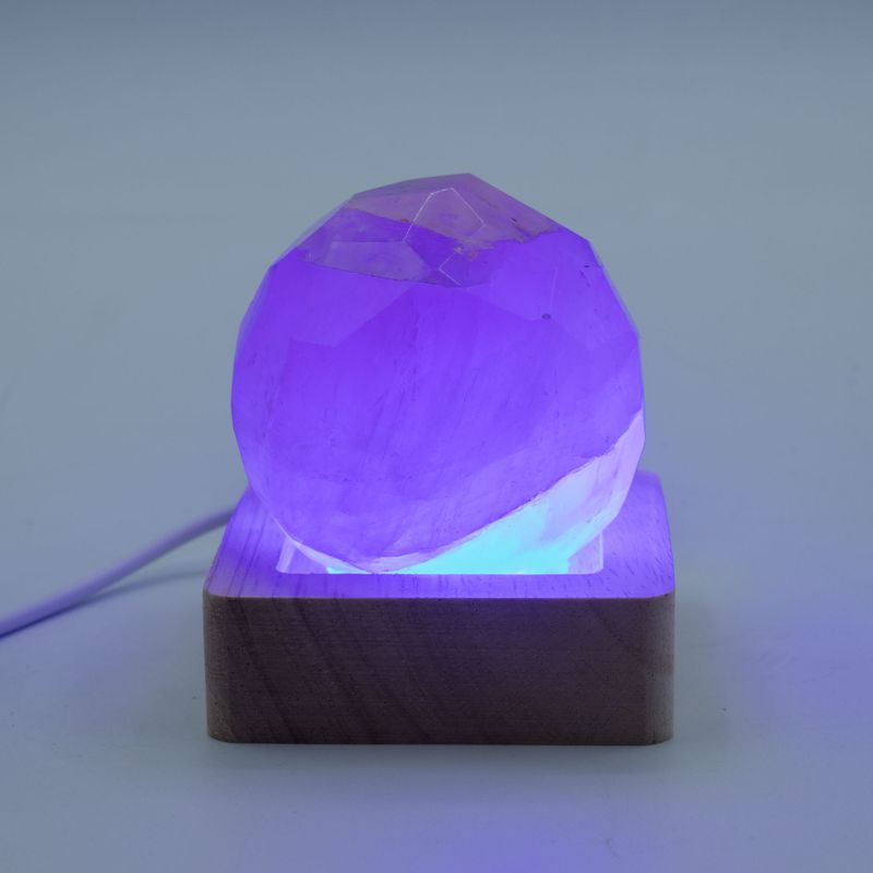 6 cm Vierkante Houten USB LED Standaard - Meerkleurig