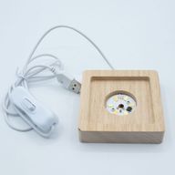 8 cm Vierkante Houten USB LED Standaard - Koel/Warm/Daglicht