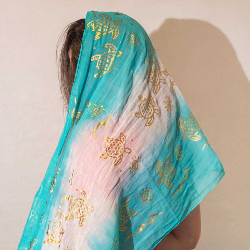 Nomad Sari - Zomersjaal - 180x50cm - Schildpad - Turkoois