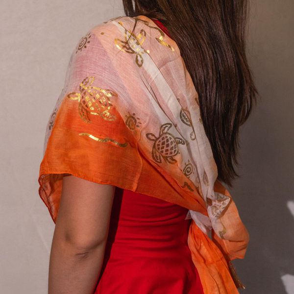 Nomad Sari - Zomersjaal - 180x50cm - Schildpad - Koraal