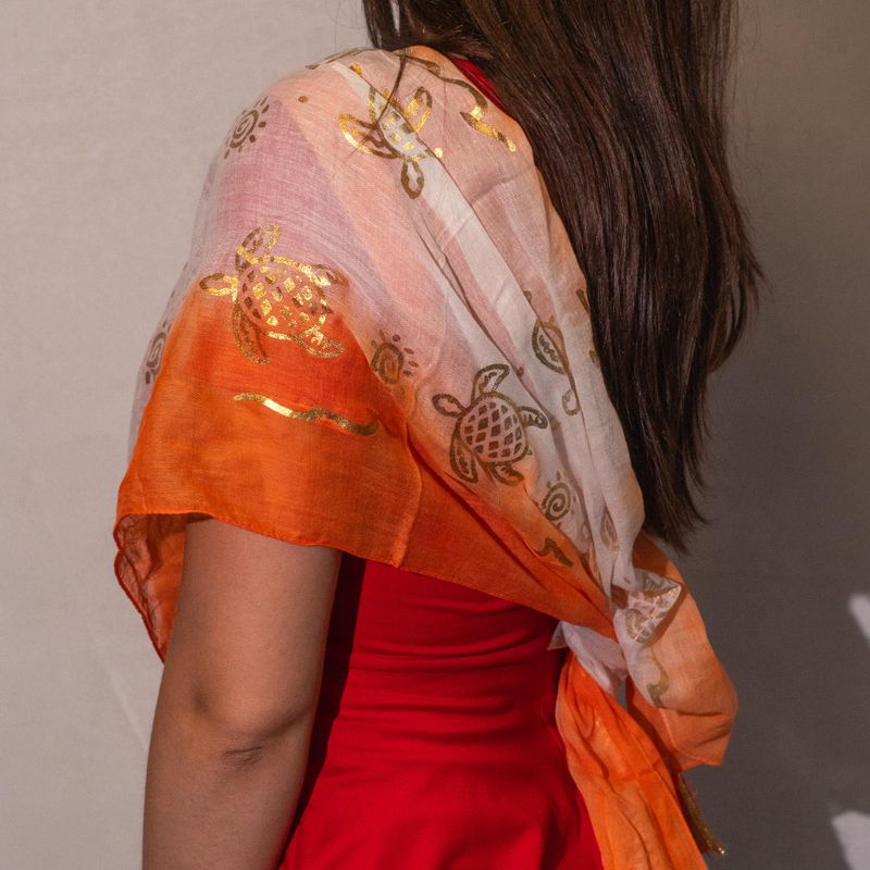 Nomad Sari - Zomersjaal - 180x50cm - Schildpad - Koraal