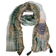 Nomad Sari  - Summer Scarf -  180x50cm - Marbella Print - Green with Gold Trim